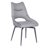 Seto of 2 Rhianne Fabric & Faux Leather Swivel Dining Chair, Grey
