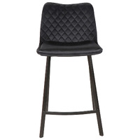 Jed Velvet Barstools, Black Set of 2