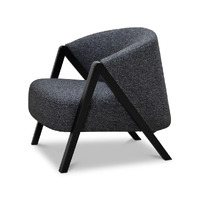 Charlie Fabric Armchair - Dark Grey Fleck - Black Oak