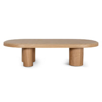 Jerrin Wooden Oval Coffee Table, Natural