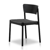 Set of 2 Cassian Rope Seat Dining Chair - Black