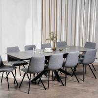 Craig Extendable Dining Table, Bulgarian Grey Ceramic