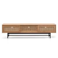 Denver 2m Natural Oak TV Entertainment Unit - Rattan Doors