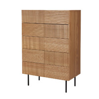 Palma 5 Drawer Chest Tallboy, Natural Oak