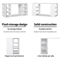 Computer Desk with 3 tier Storage Shelves White