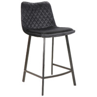 Jed Velvet Barstools, Black Set of 2