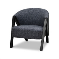 Charlie Fabric Armchair - Dark Grey Fleck - Black Oak