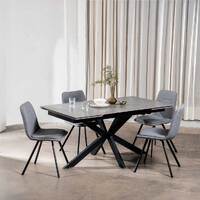 Craig Extendable Dining Table, Bulgarian Grey Ceramic