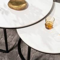 Elle Round Coffee Table Set, Snow White