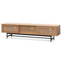 Denver 2m Natural Oak TV Entertainment Unit - Rattan Doors