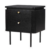 Nola Wooden Bedside Table - Black