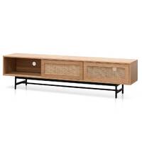 Denver 2m Natural Oak TV Entertainment Unit - Rattan Doors