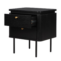 Nola Wooden Bedside Table - Black