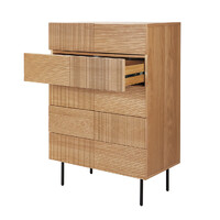 Palma 5 Drawer Chest Tallboy, Natural Oak