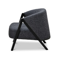 Charlie Fabric Armchair - Dark Grey Fleck - Black Oak