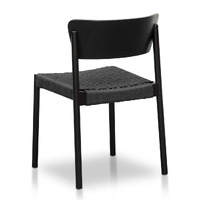 Set of 2 Cassian Rope Seat Dining Chair - Black