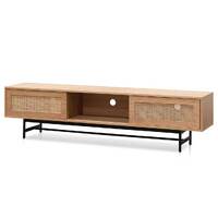 Denver 2m Natural Oak TV Entertainment Unit - Rattan Doors