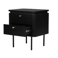 Nola Wooden Bedside Table - Black