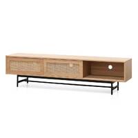 Denver 2m Natural Oak TV Entertainment Unit - Rattan Doors