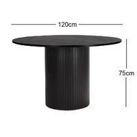 Nola 1.2m Round Wooden Dining Table - Black