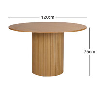 Nola 1.2m Round Wooden Dining Table - Natural