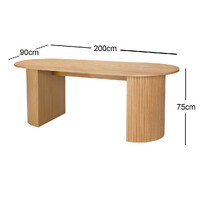 Nola 2m Wooden Dining Table - Natural