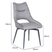 Seto of 2 Rhianne Fabric & Faux Leather Swivel Dining Chair, Grey