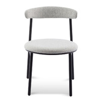 Set of 2 - Milan Fabric Dining Chair - Silver Grey with Black Legs