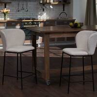 Set of 2 Flossie Boucle Barstools, White