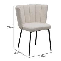 Set of 2 Ella Boucle Dining Chairs, Beige