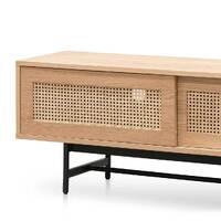 Denver 2m Natural Oak TV Entertainment Unit - Rattan Doors