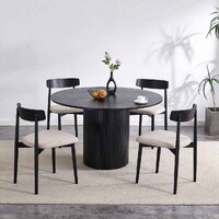 Nola 1.2m Round Wooden Dining Table - Black