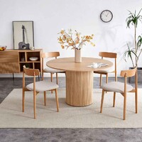 Nola 1.2m Round Wooden Dining Table - Natural