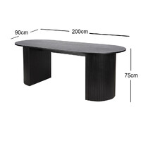 Nola 2m Wooden Dining Table - Black