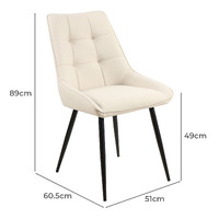 Ruwan Faux Leather Dining Chairs, Ivory Set of 2