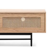 Denver 2m Natural Oak TV Entertainment Unit - Rattan Doors