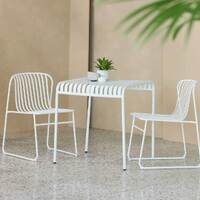 Set of 2 Pesco Curved Outdoor Dining Chairs, White