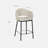 Set of 2 Jesse Black Bar Stool - Clay Grey