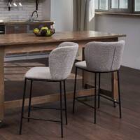 Set of 2 Flossie Boucle Barstools, Latte