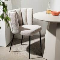 Set of 2 Ella Boucle Dining Chairs, Beige