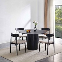 Nola 1.2m Round Wooden Dining Table - Black