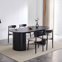 Nola 2m Wooden Dining Table - Black