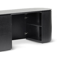 Koppar 1.77m Left Drawer Office Desk - Black Oak