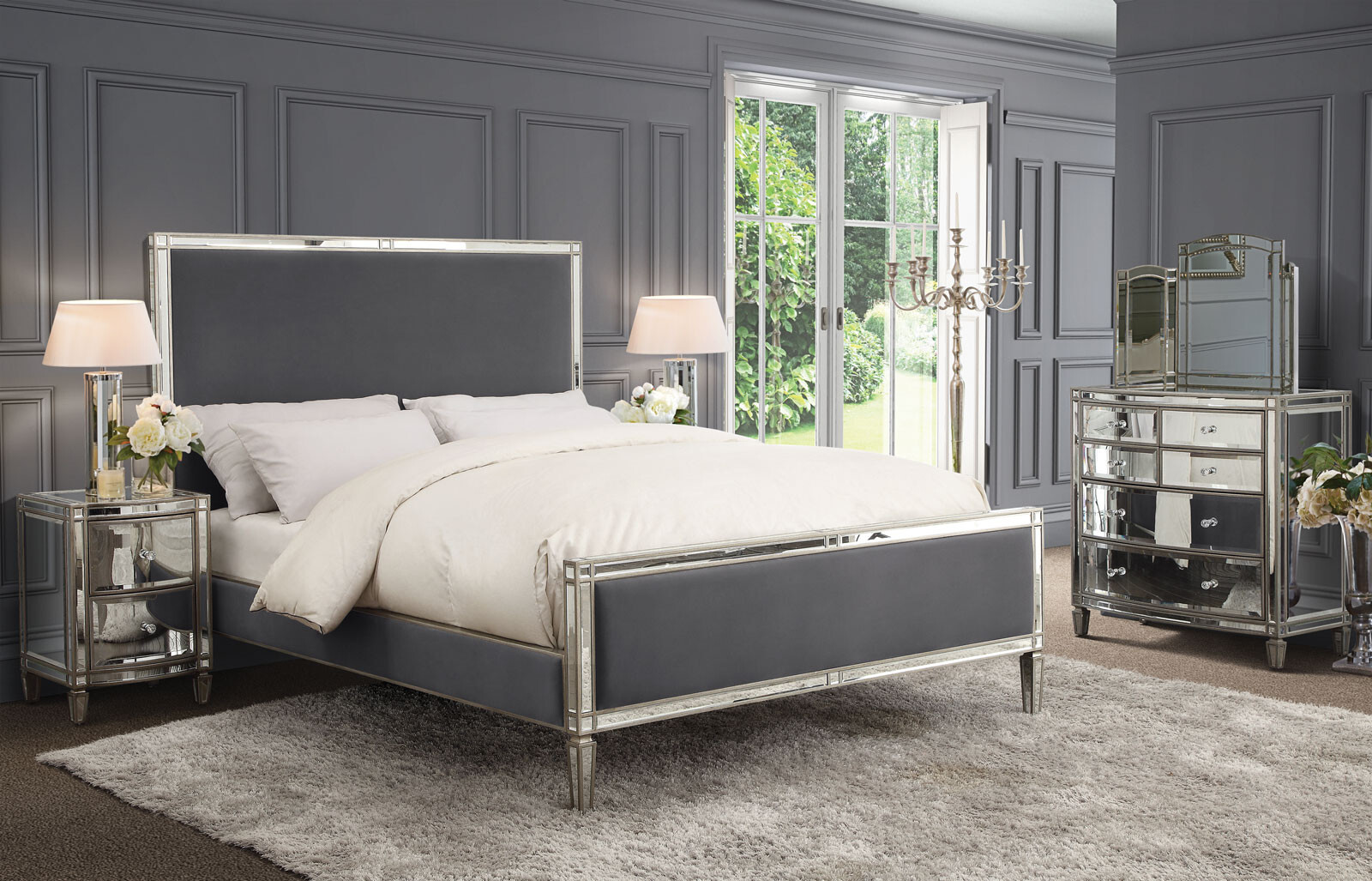 Rochelle Mirrored Bed Frame