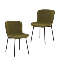 Ciselia Boucle Dining Chairs, Olive Set of 2