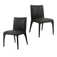 Claudia Faux Leather Dining Chairs, Black Set of 2