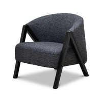 Charlie Fabric Armchair - Dark Grey Fleck - Black Oak