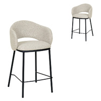 Set of 2 Jesse Black Bar Stool - Clay Grey