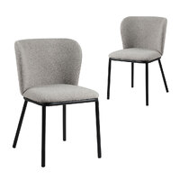 Set of 2 Flossie Boucle Dining Chairs, Latte