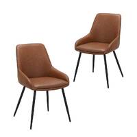 Set of 2 Dane Faux Leather Dining Chair, Cognac